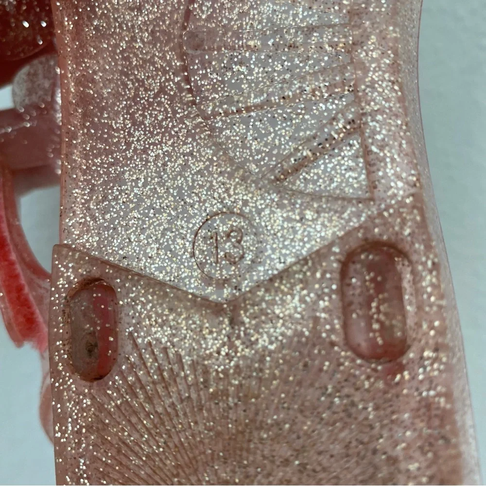 Carters Girls Pink Jelly Sandals With Flower Hook‎ And Loop Closure Size 13